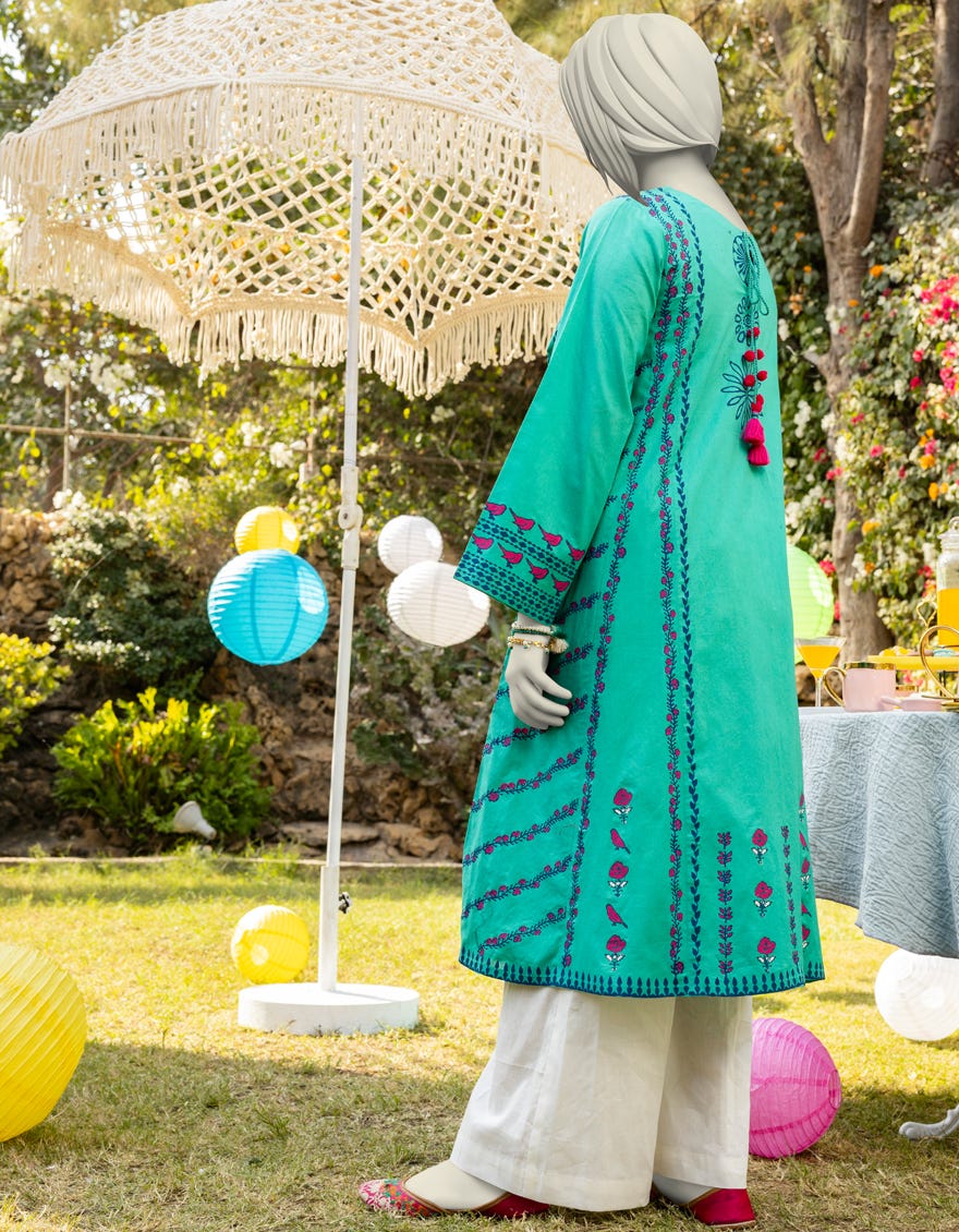 GREEN LAWN DYED KURTI | JYGK-S-JTS-25-4022