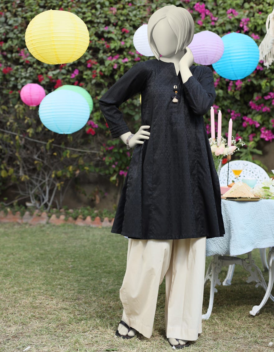 BLACK TEXTURED KURTI | JYGK-S-JTS-25-4026