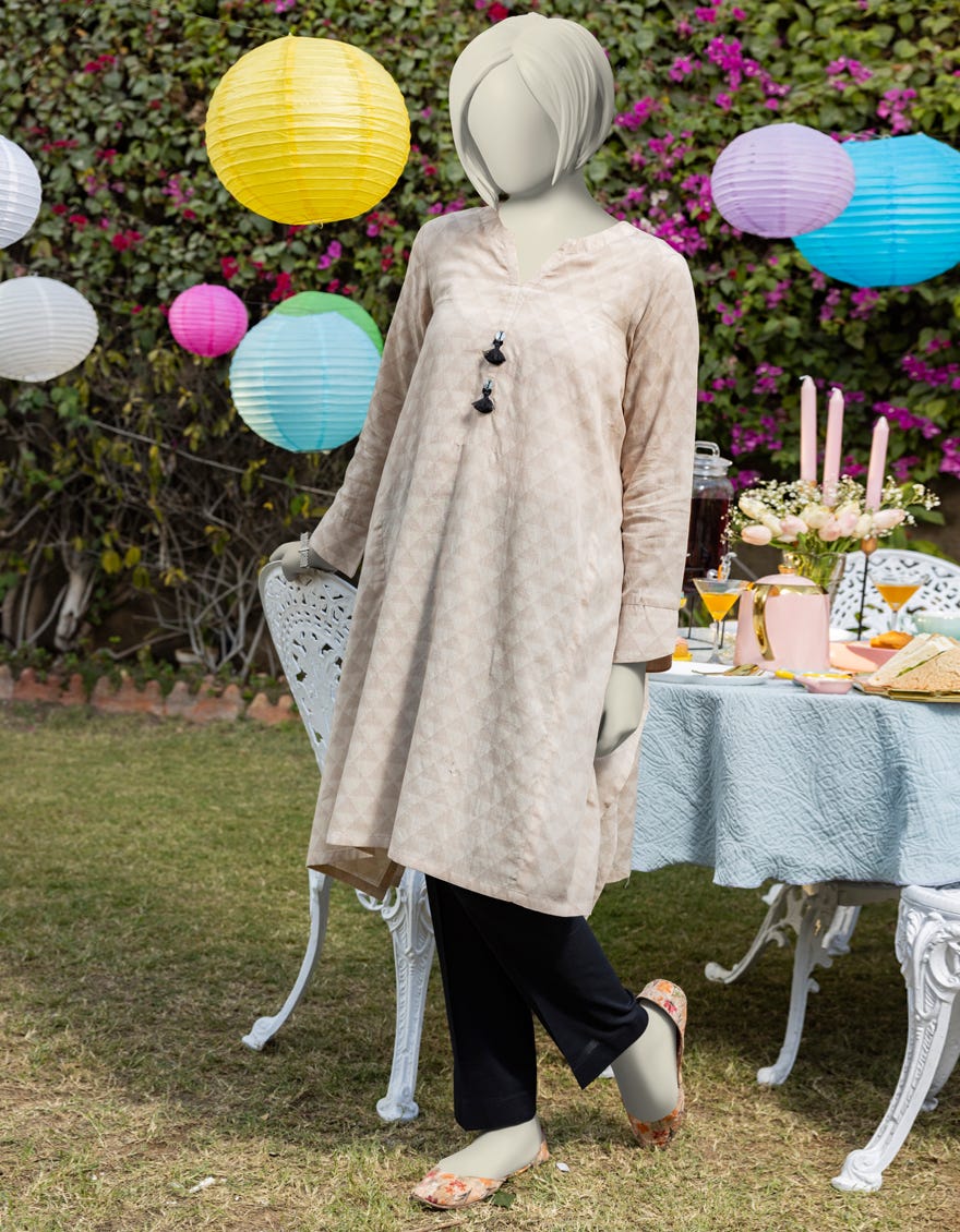 BEIGE DYED TEXTURED KURTI | JYGK-S-JTS-25-4027