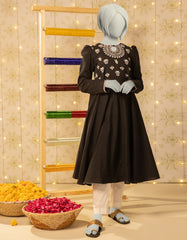 BLACK TEXTURED EMBROIDERED KURTI
