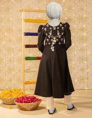 BLACK TEXTURED EMBROIDERED KURTI