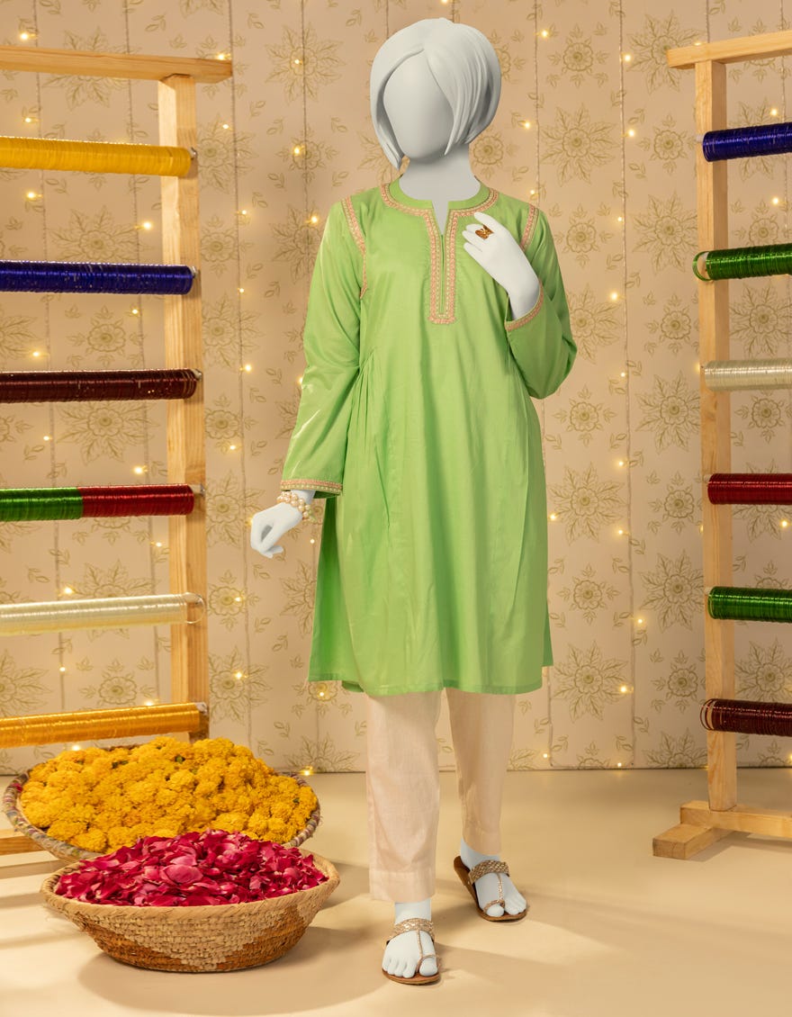 GREEN LAWN EMBROIDERED KURTI