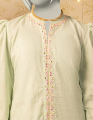 GREEN DOBBY EMBROIDERED KURTI