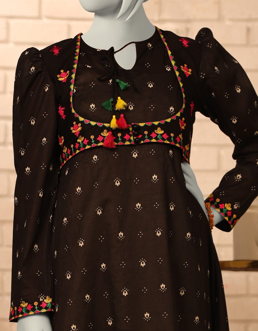 BLACK LAWN EMBROIDERED KURTI