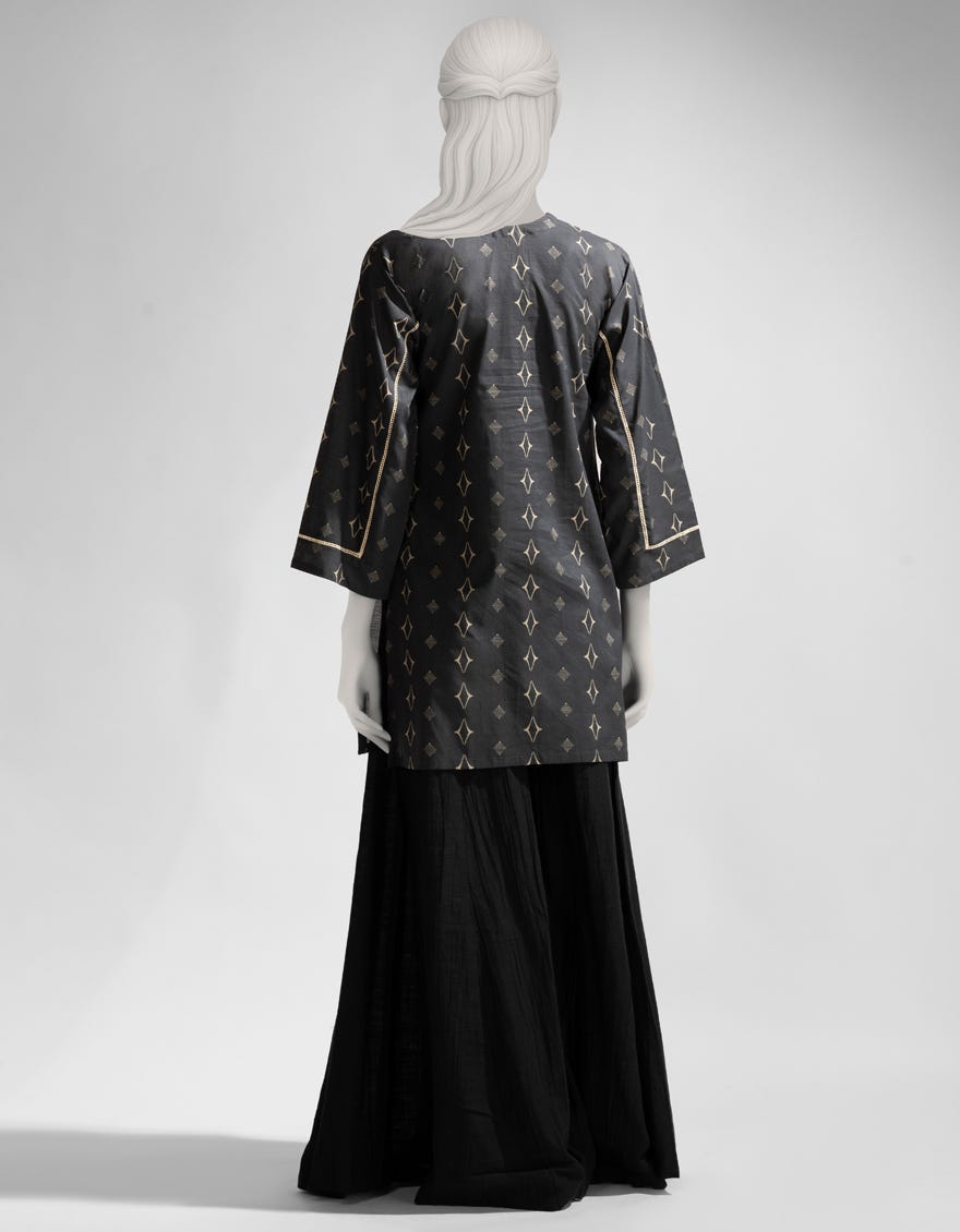 GREY LAWN PRINTED KURTI