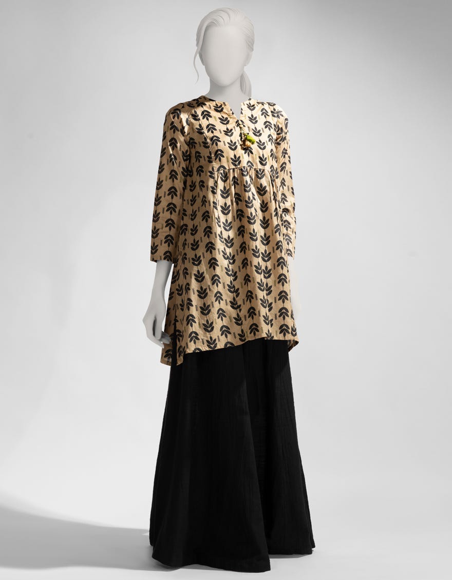BEIGE LAWN PRINTED KURTI