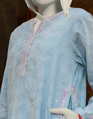 BLUE TEXTURED EMBROIDERED 2PC | JGK-S-JTST-25-407