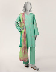 GREEN EMBROIDERED STITCHED 2PC