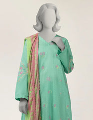 GREEN EMBROIDERED STITCHED 2PC