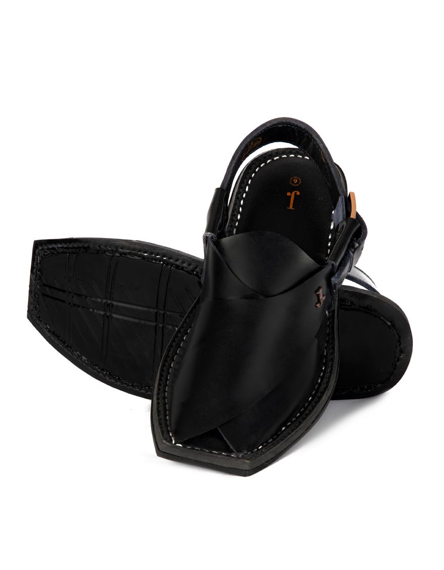 BLACK KIDS PESHAWRI CHAPPAL | JJFW-KPC-10042