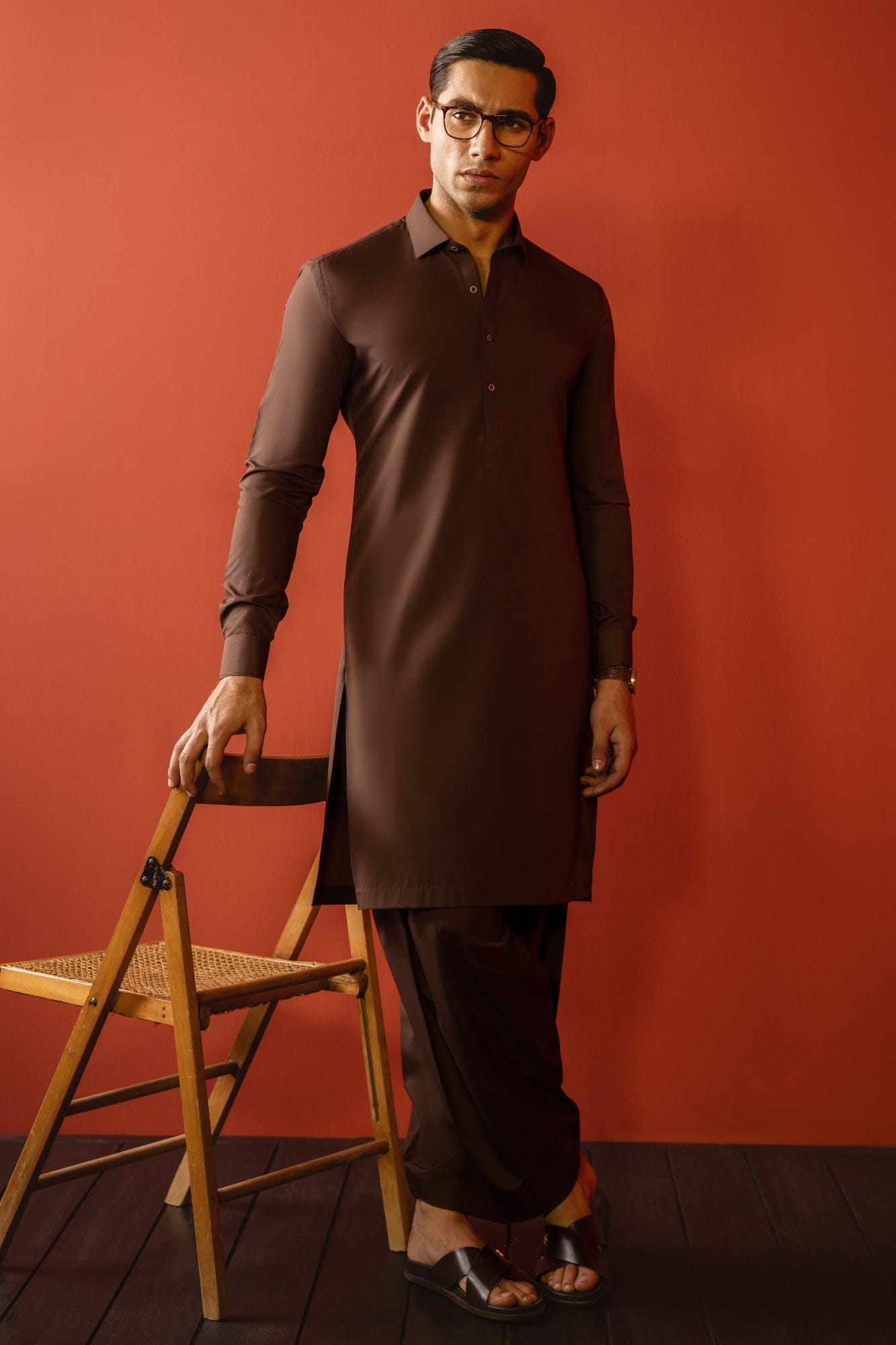 MILAN - BROWN BLENDED KAMEEZ SHALWAR