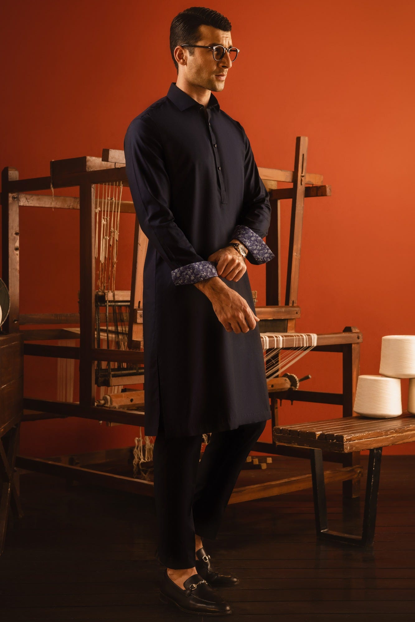 PARIS - NAVY COTTON KURTA TROUSER