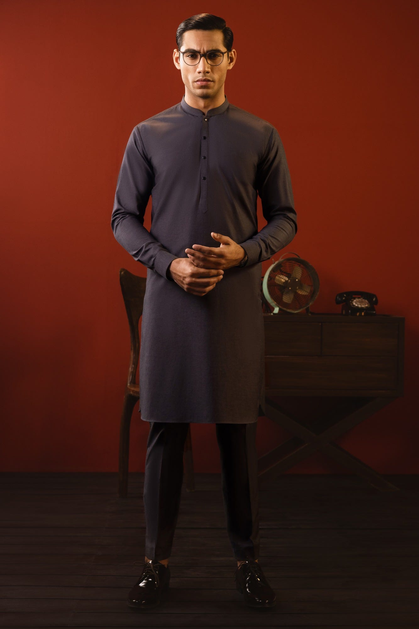 POLAND - GRAPHITE GREY COTTON KURTA TROUSER