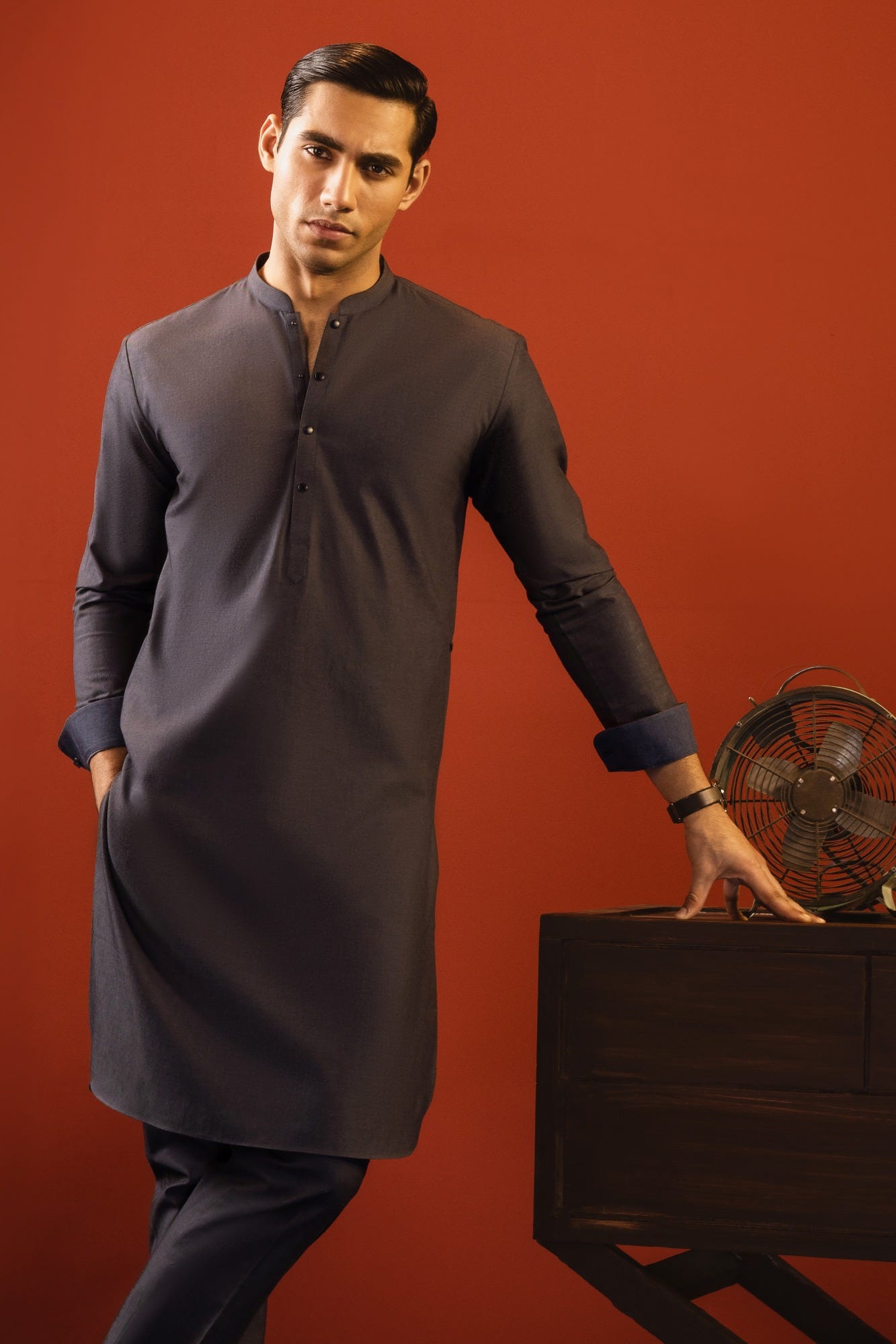POLAND - GRAPHITE GREY COTTON KURTA TROUSER
