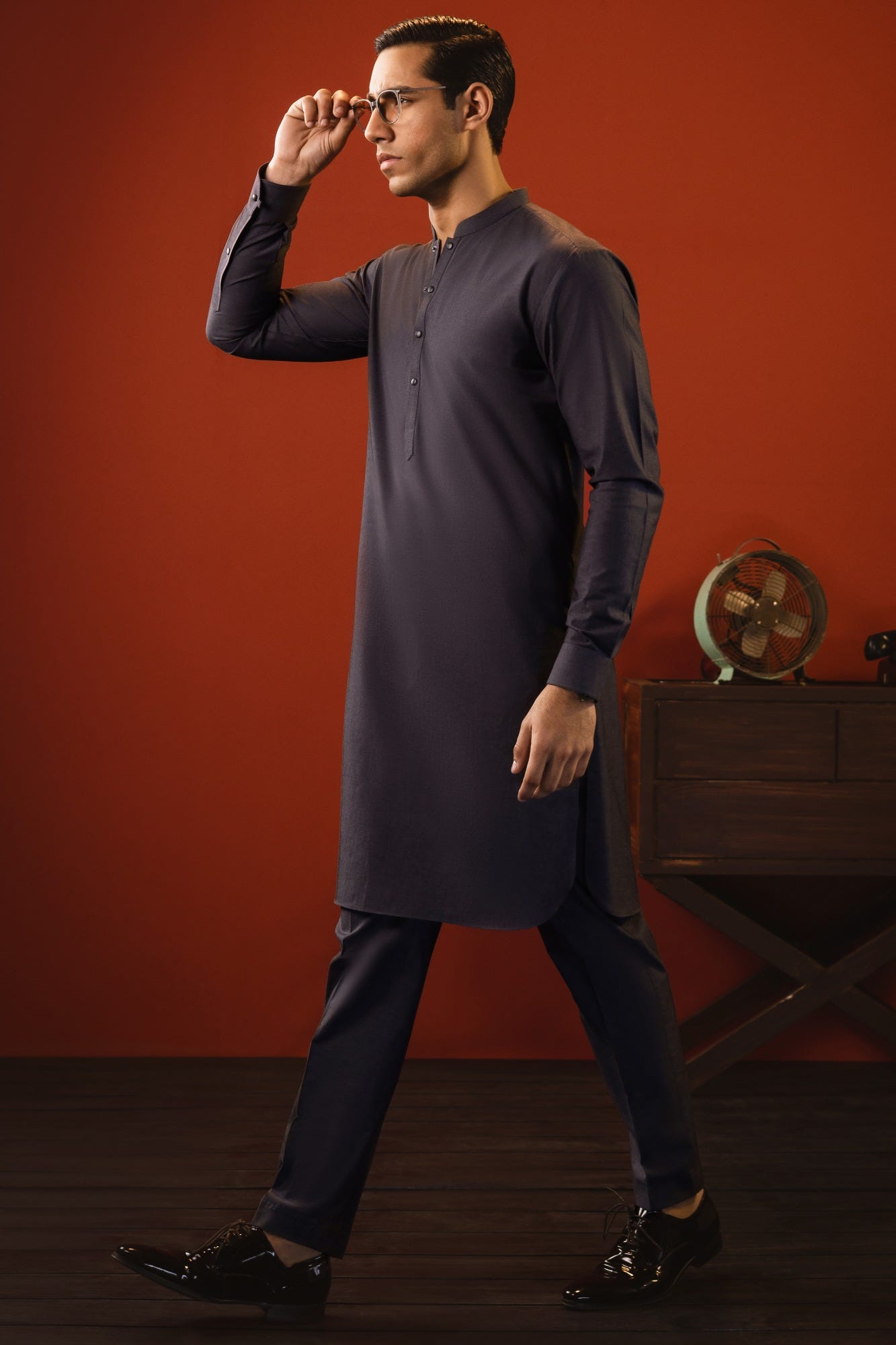 POLAND - GRAPHITE GREY COTTON KURTA TROUSER