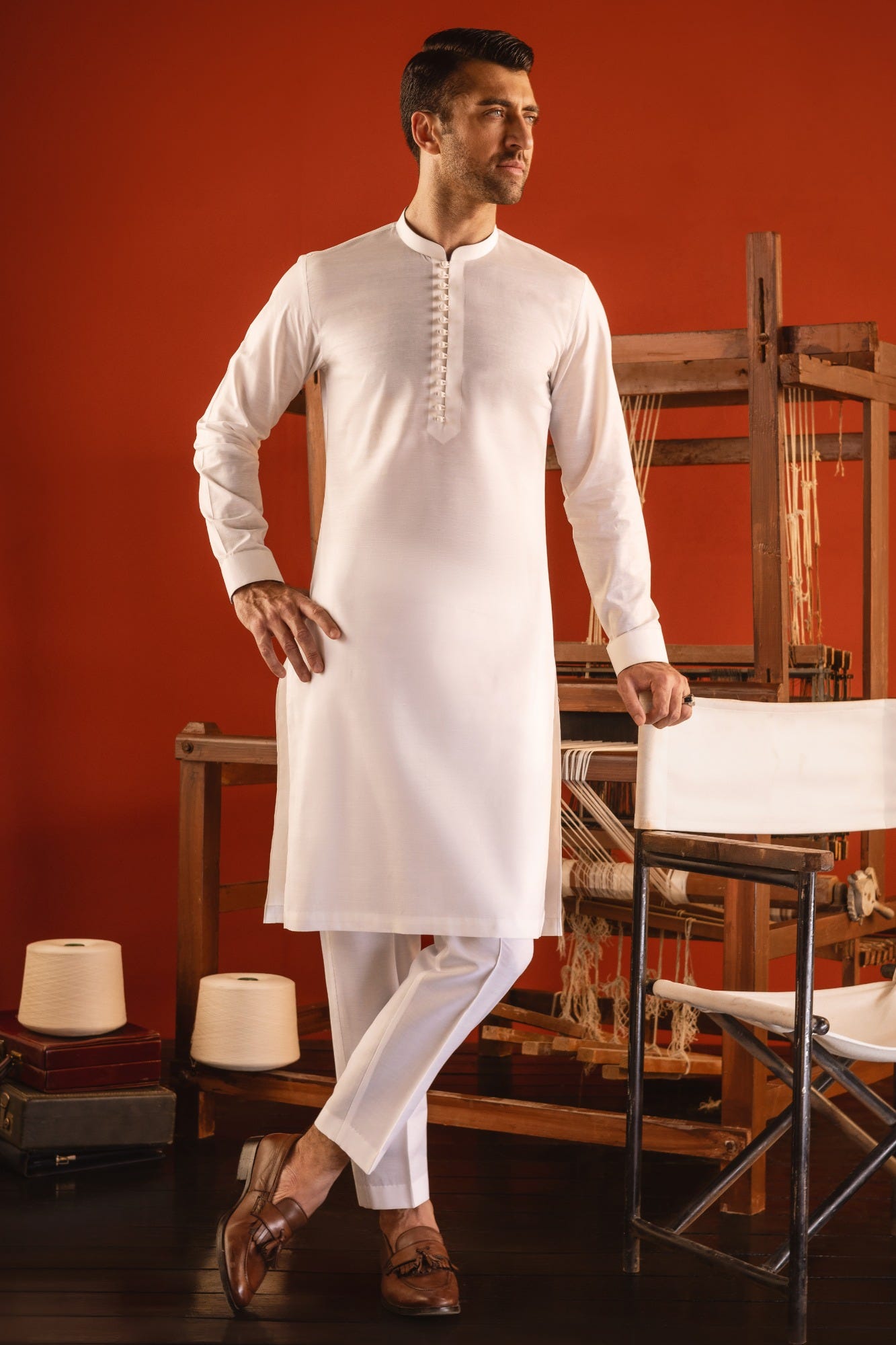 ROME - WHITE COTTON KURTA TROUSER