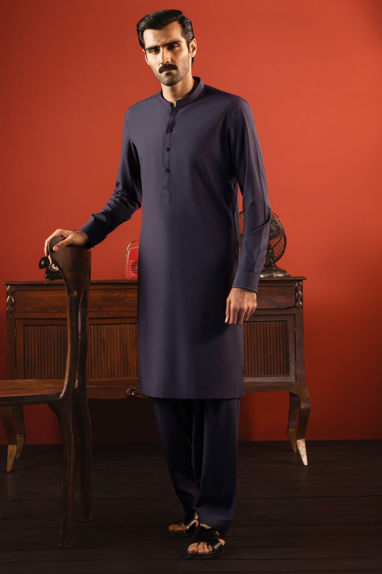 TOKYO - DULL BLUE BLENDED KAMEEZ SHALWAR