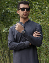 DARK GREY COTTON KURTA PAJAMA | JJKP-A-36853