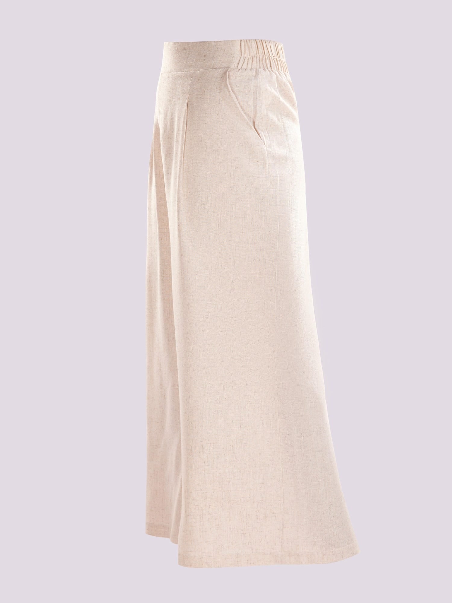 BEIGE WIDE-LEG TROUSERS