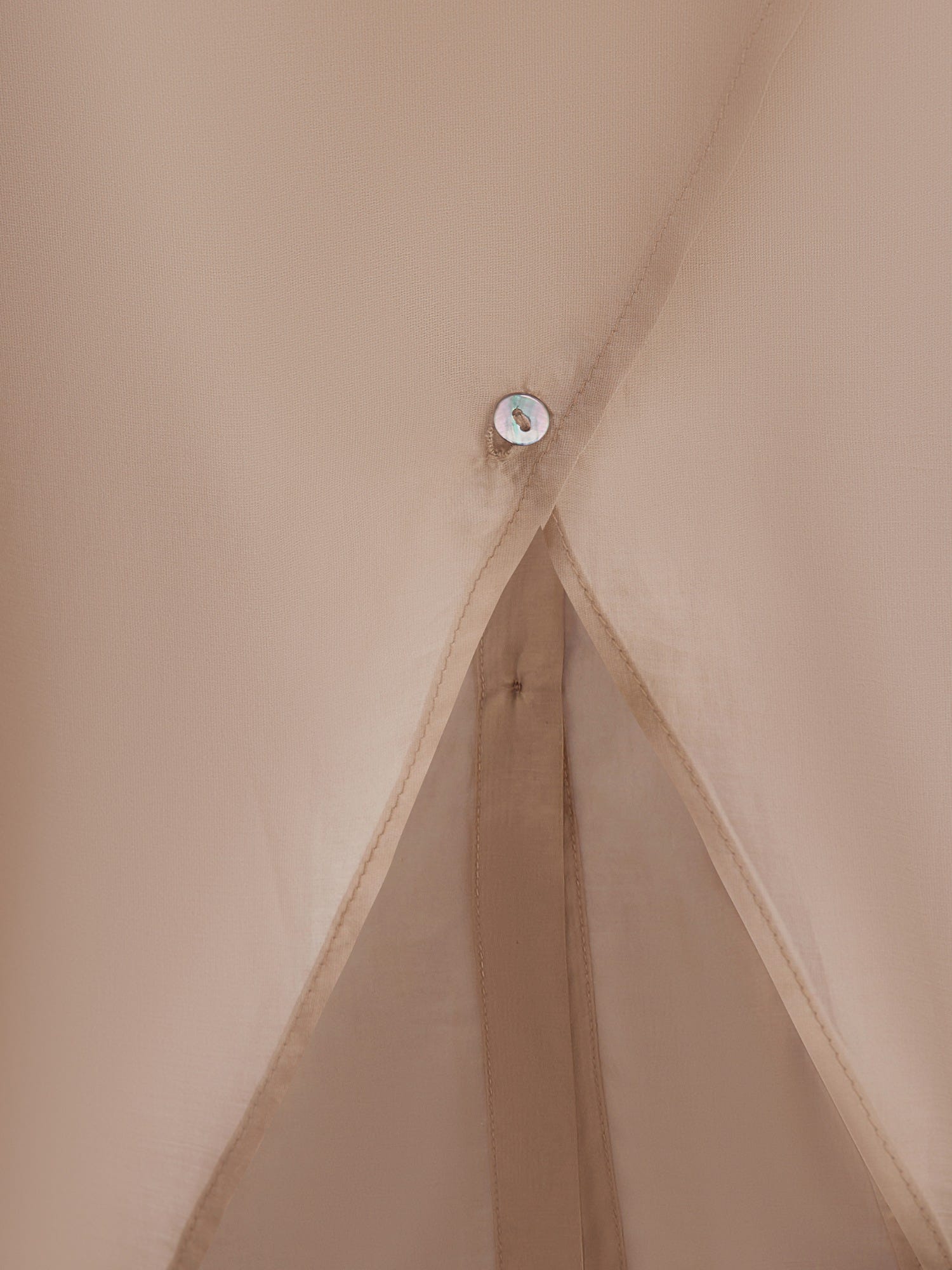 BEIGE OVERSIZED SHEER BUTTON-DOWN SHIRT