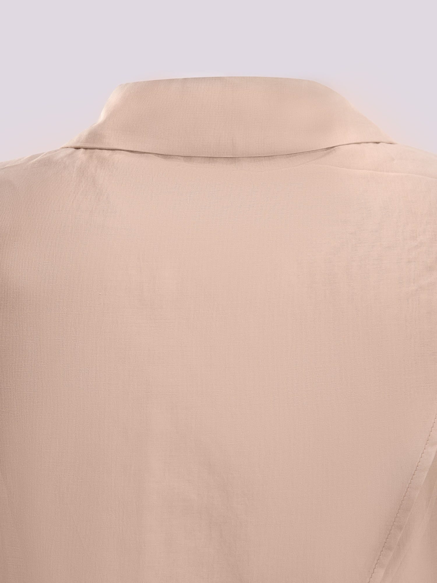 BEIGE OVERSIZED SHEER BUTTON-DOWN SHIRT