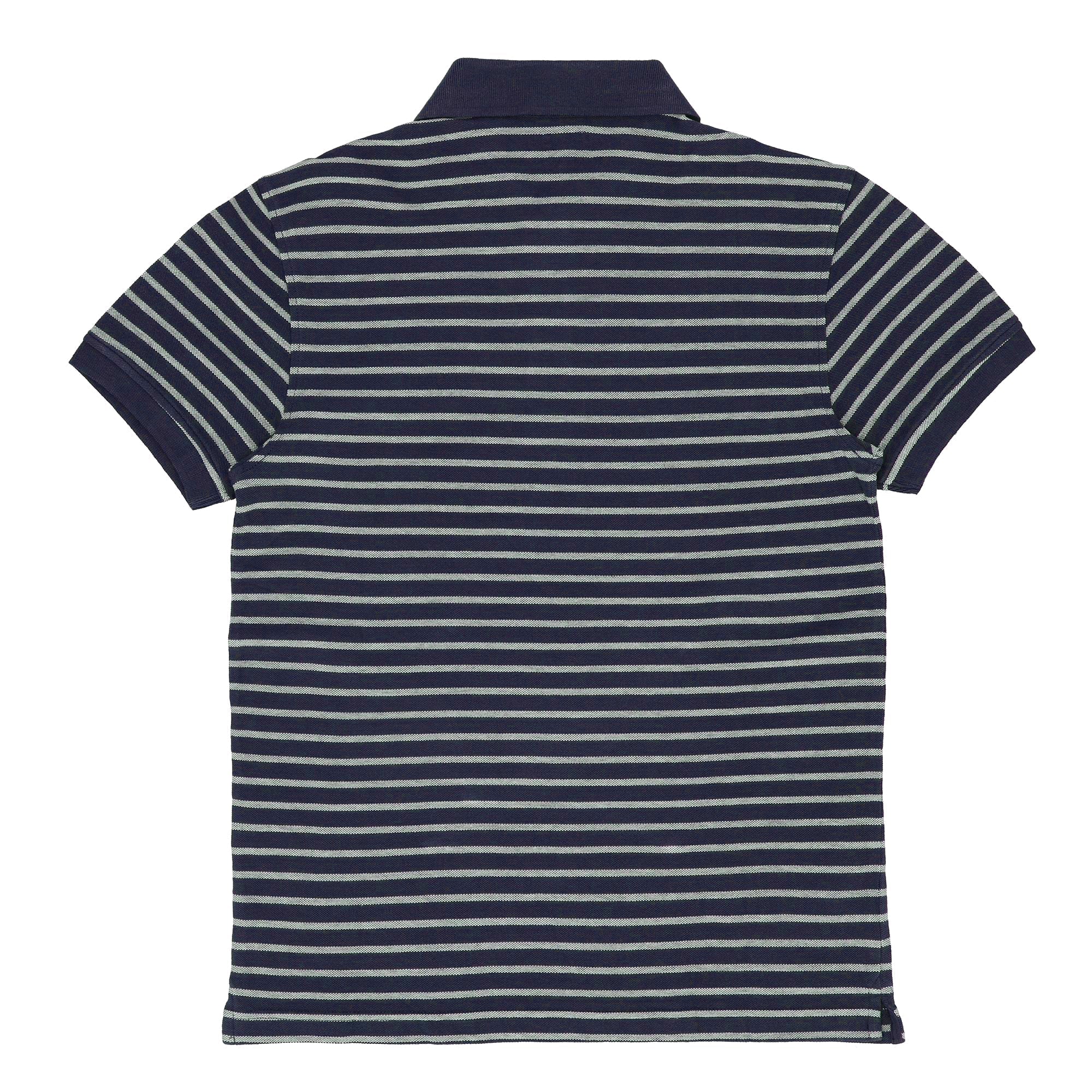 POLO (MEN) - NAVY BLUE WITH & WHITE STRIPES
