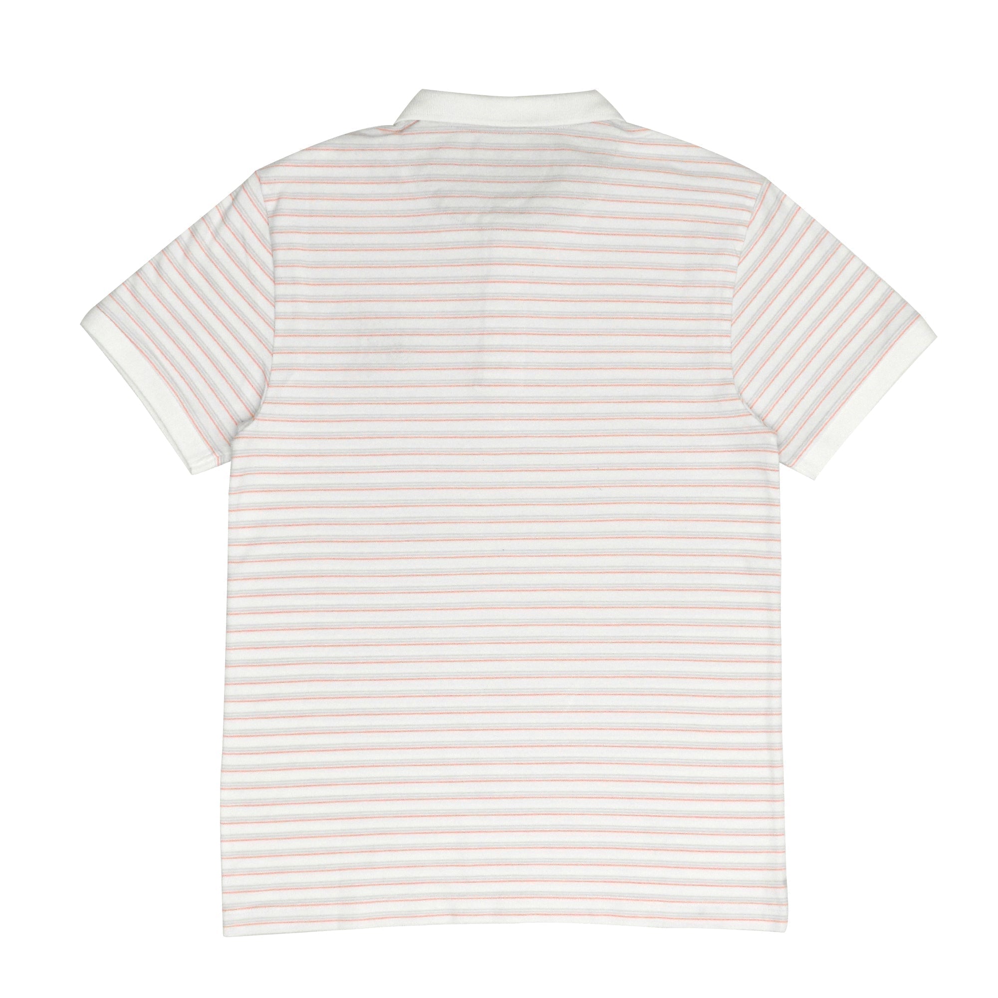 POLO (MEN) - WHITE WITH PINK & GREY LINES