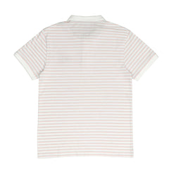 POLO (MEN) - WHITE WITH PINK & GREY LINES