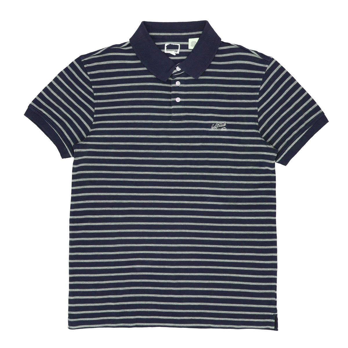 POLO (MEN) - NAVY BLUE WITH & WHITE STRIPES