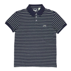 POLO (MEN) - NAVY BLUE WITH & WHITE STRIPES
