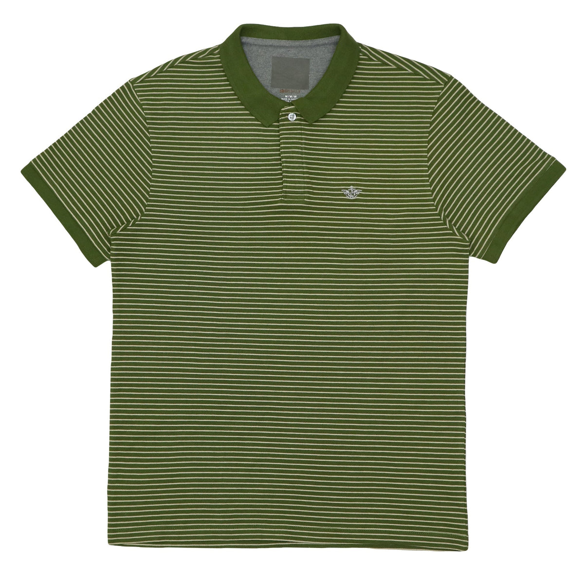 POLO (MEN) - GREEN WITH WHITE STRIPES