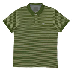 POLO (MEN) - GREEN WITH WHITE STRIPES