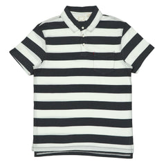 POLO (MEN) - WHITE WITH DARK GREY STRIPES ON POCKET