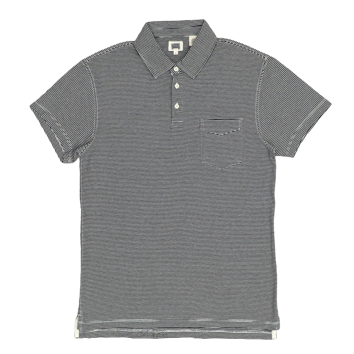 POLO MEN - BLACK & WHITE THIN LINES WITH FRONT POCKET