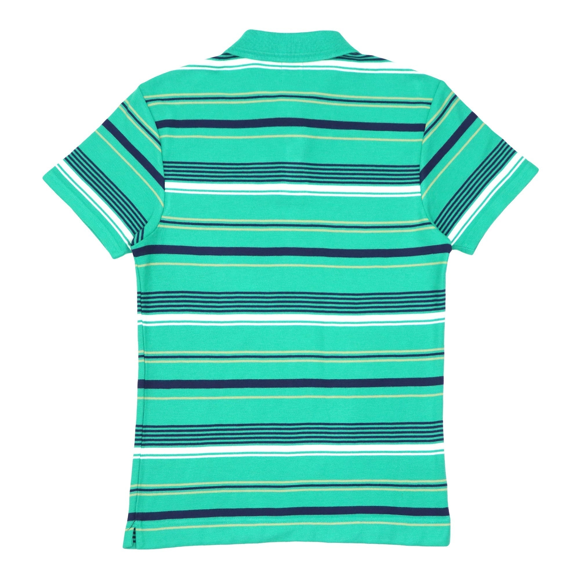 POLO (MEN) - SEA GREEN WITH BLUE YELLOW & WHITE STRIPES