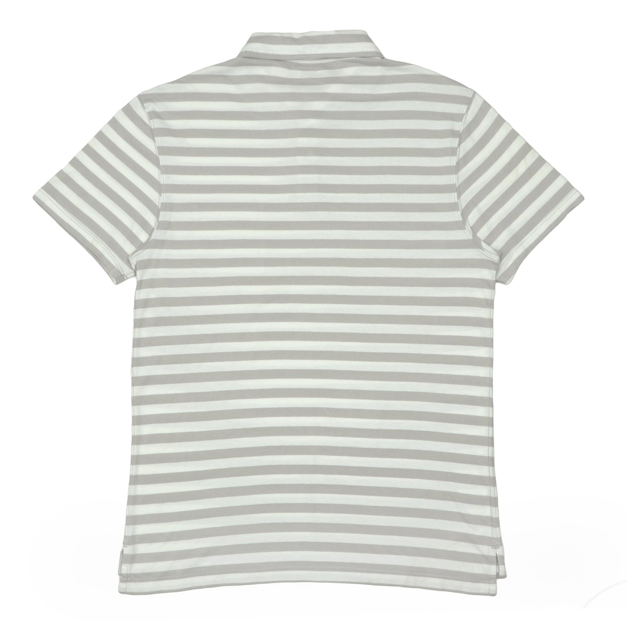 POLO (MEN) - LIGHT GREY WITH WHITE STRIPES ONT POCKET