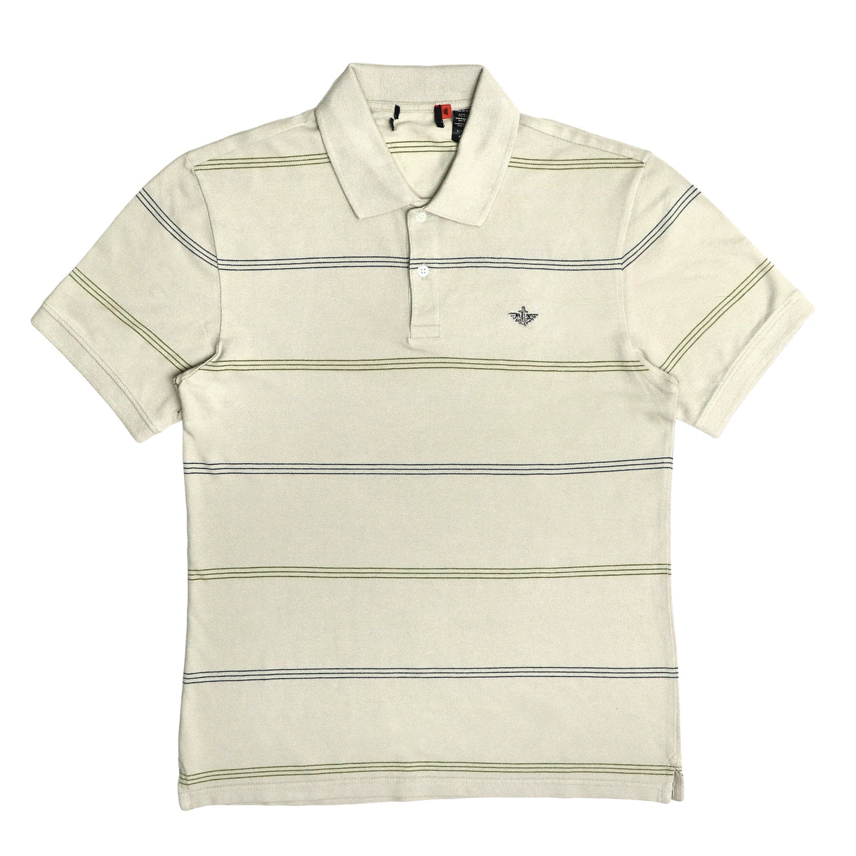 POLO (MEN) - IVORY WITH YELLOW & BLUE LINES