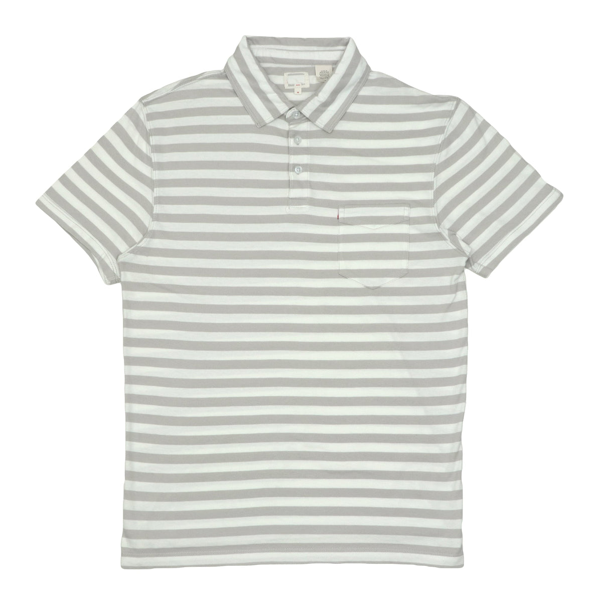 POLO (MEN) - LIGHT GREY WITH WHITE STRIPES ONT POCKET