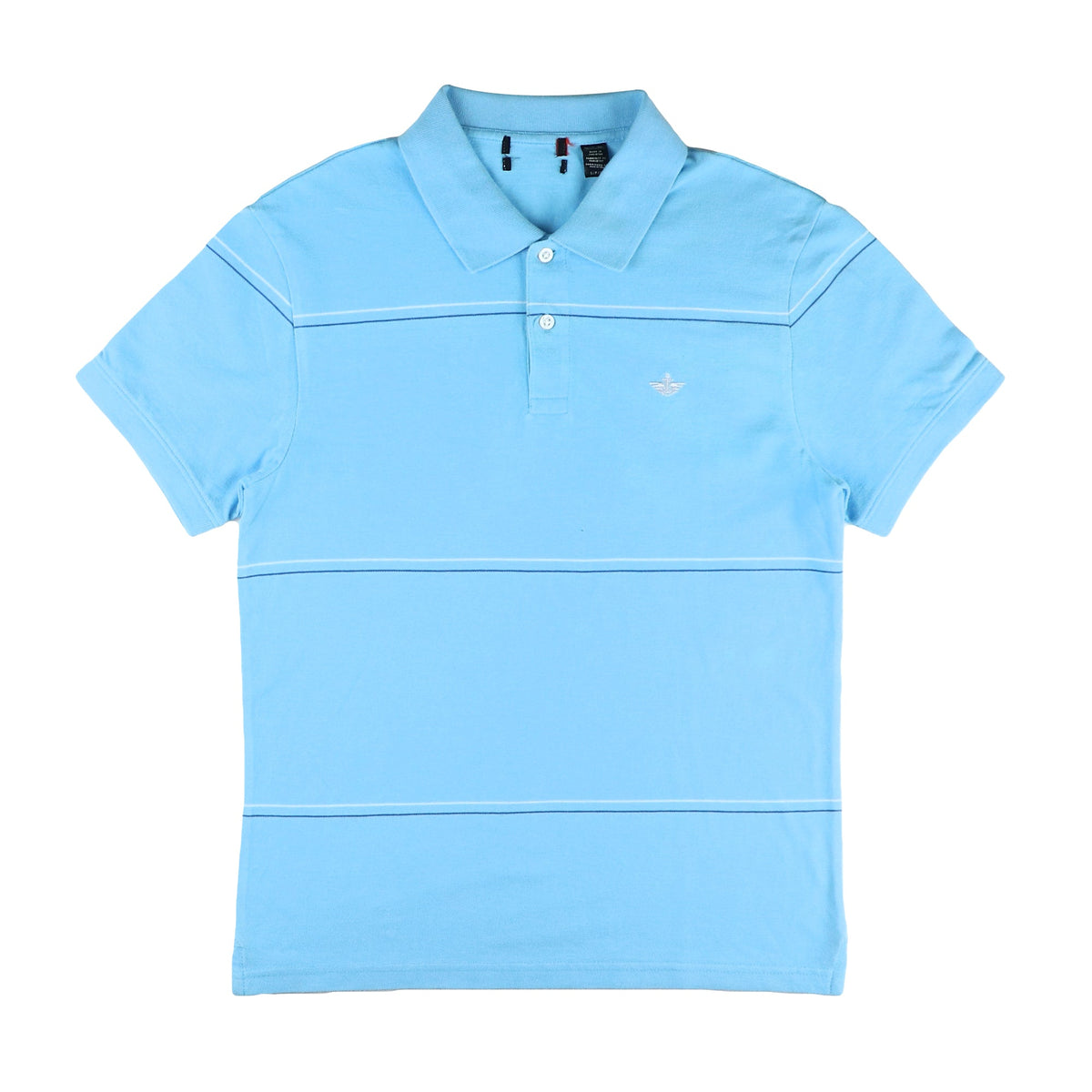 POLO (MEN) - LIGHT BLUE WITH DARK BLUE & WHITE THIN LINES