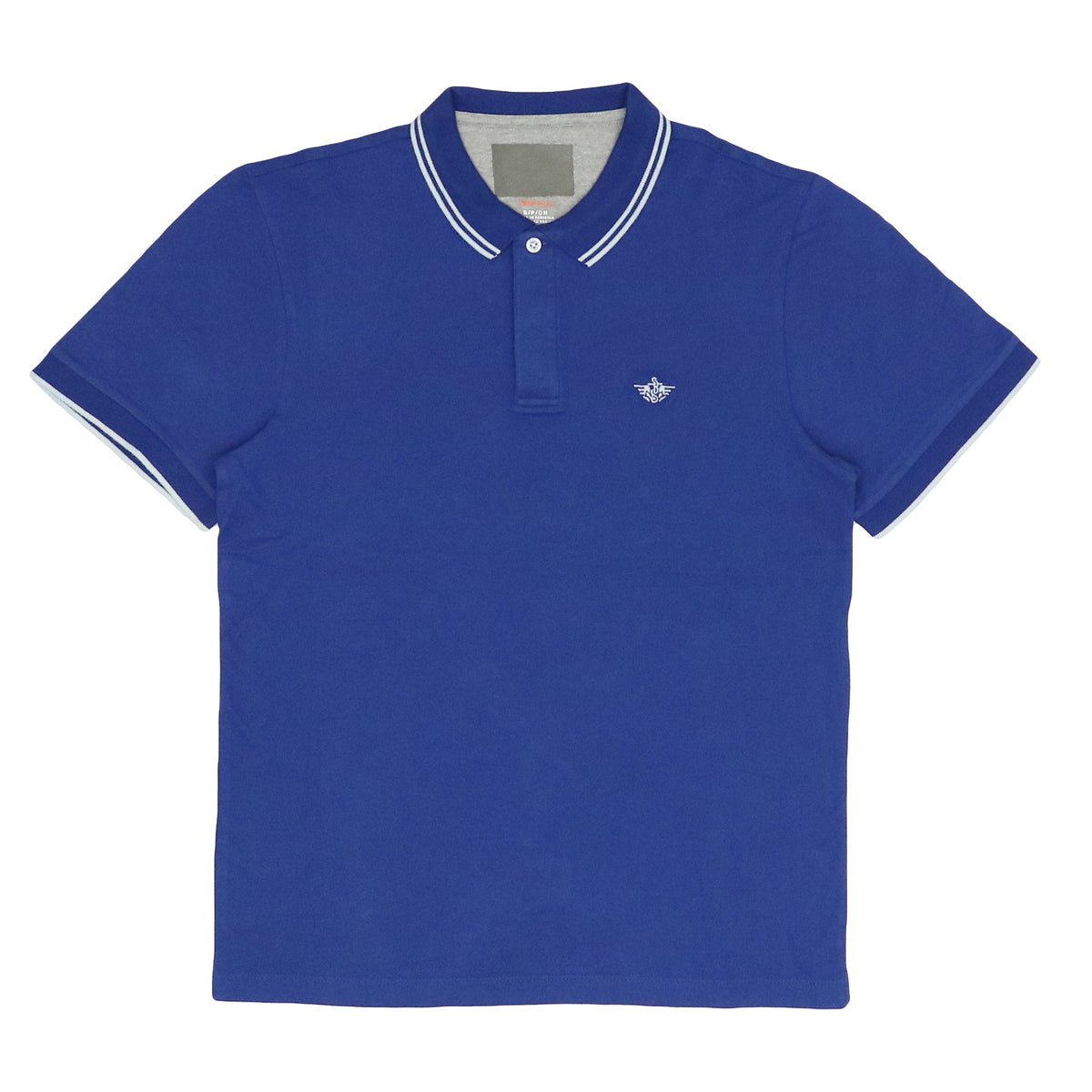 POLO (MEN) - BLUE WITH WHITE STRIPES ON COLLAR