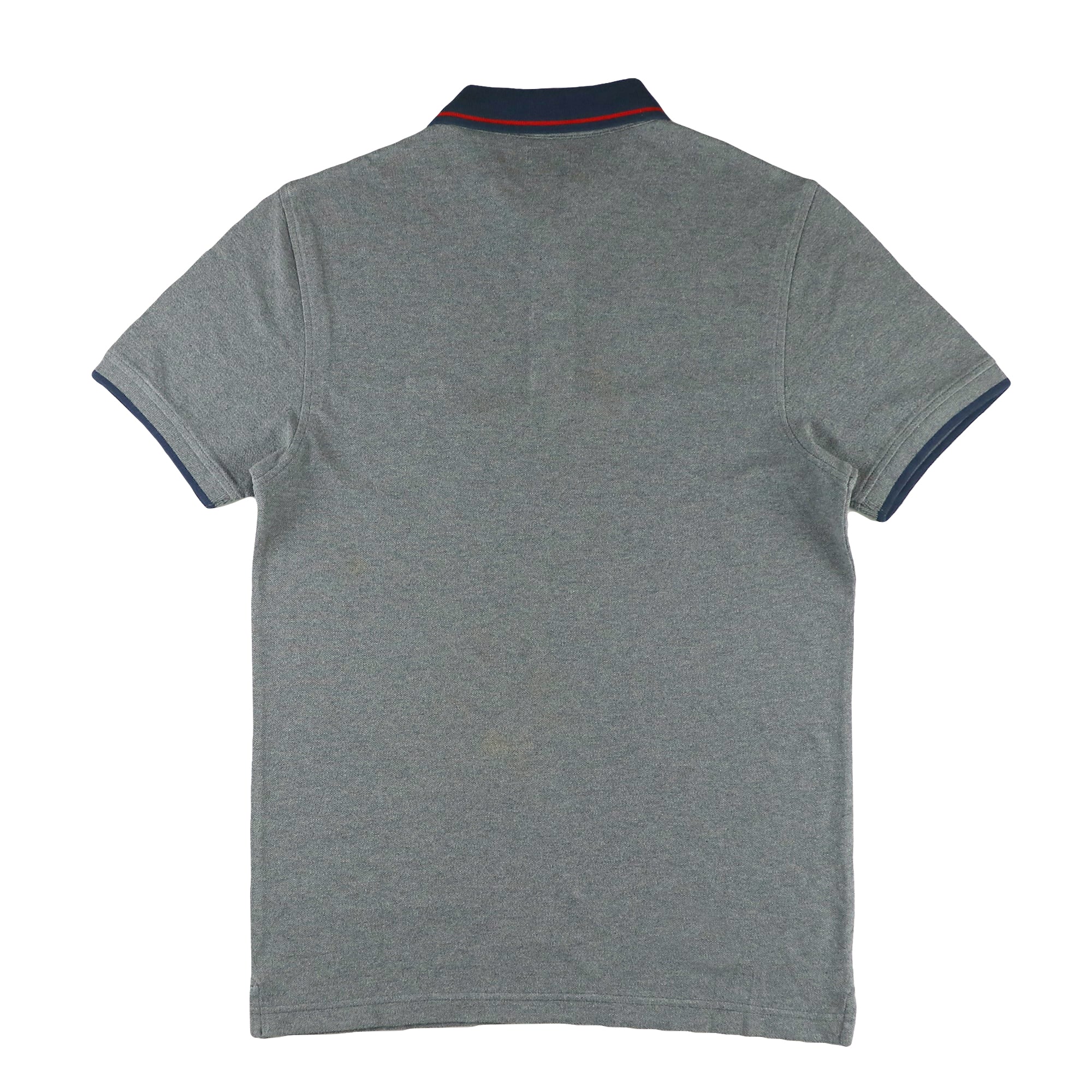 POLO (MEN) - GREY WITH RED LINE ON BLUE COLLAR