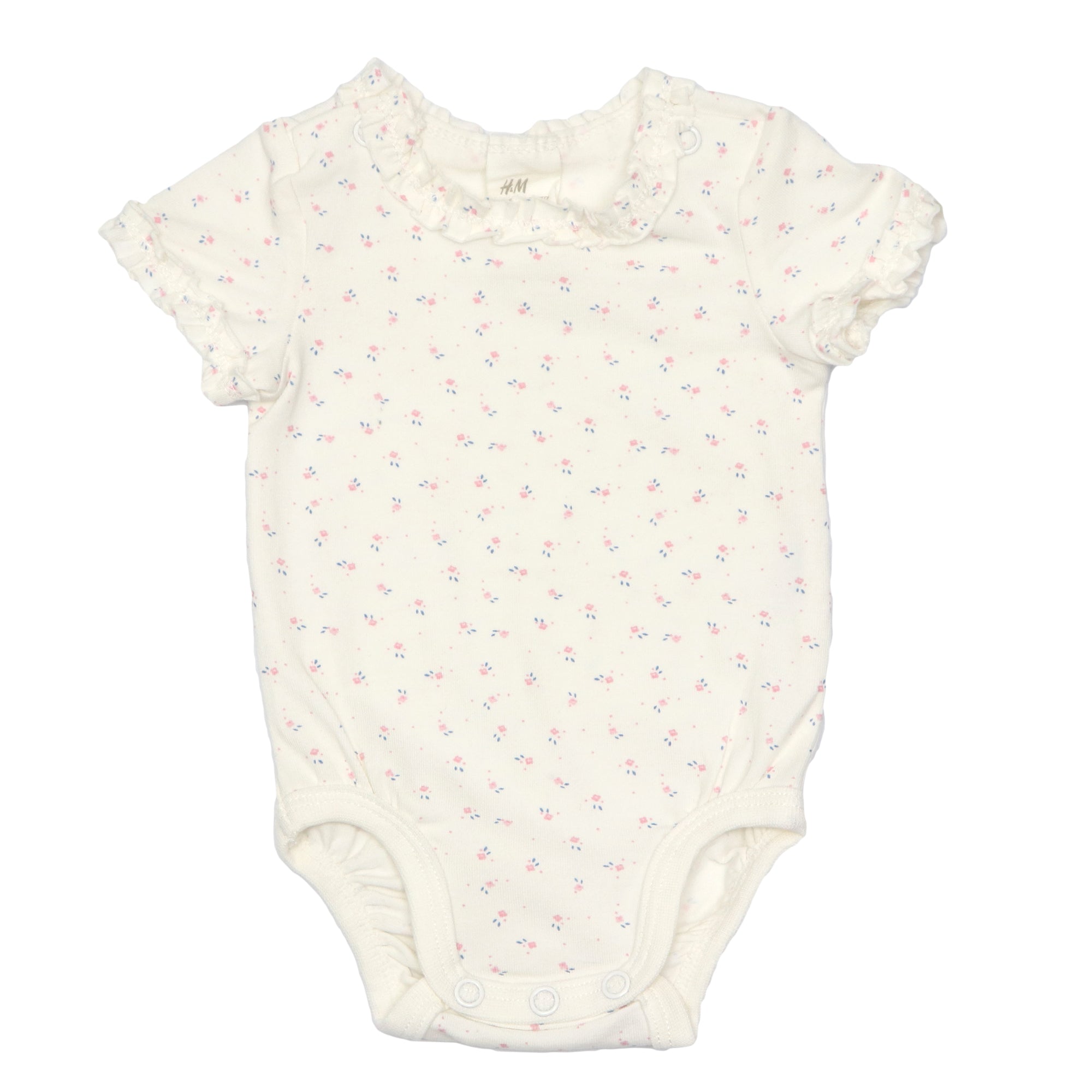 BABY ROMPER - OFF WHITE WITH FLORAL PRINT