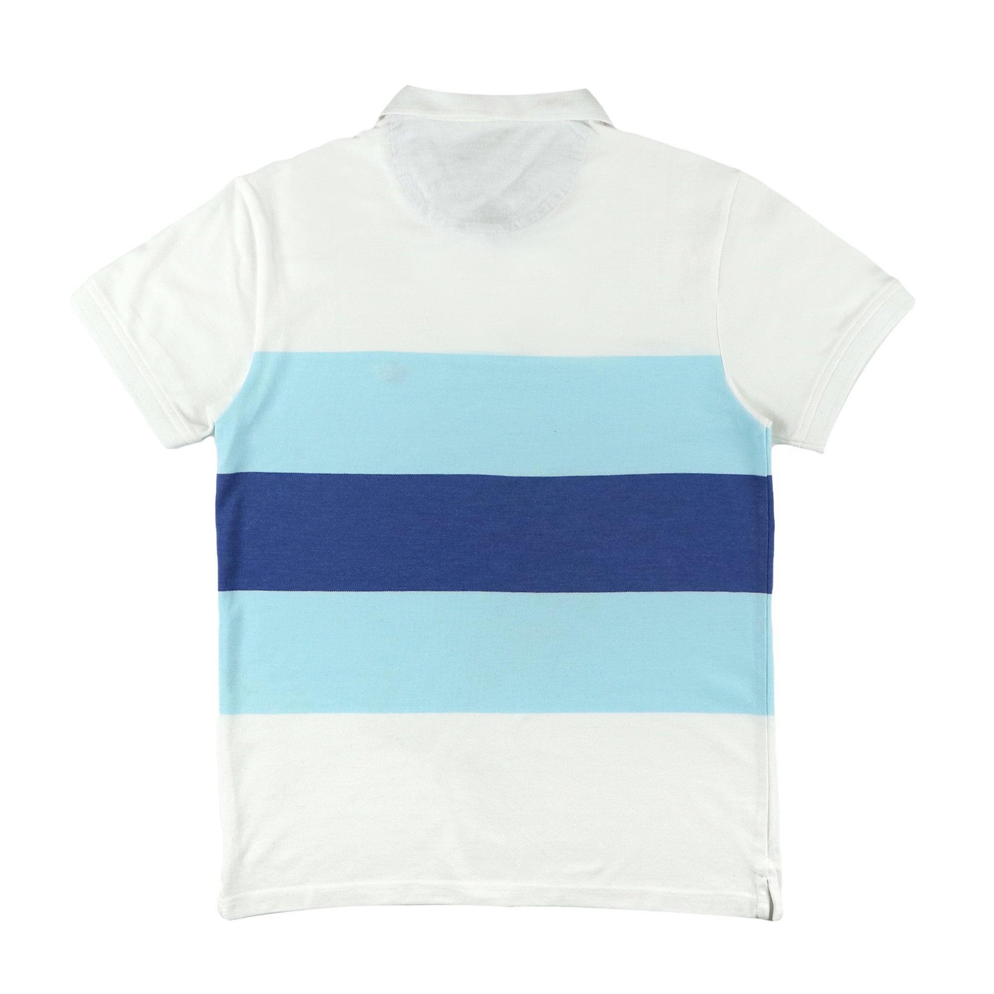 POLO (MEN) - WHITE WITH LIGHT BLUE & DARK BLUE