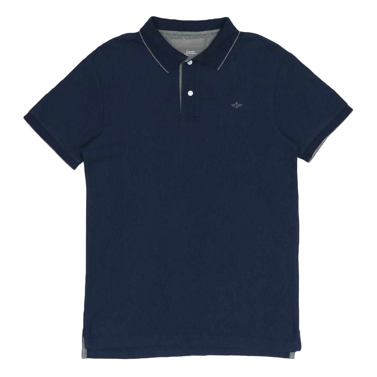 POLO MEN - NAVY BLUE WITH GREY STRIPES ON COLLAR