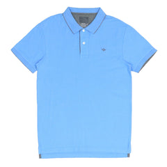 POLO MEN - BLUE WITH GREY STRIPE ON COLLAR