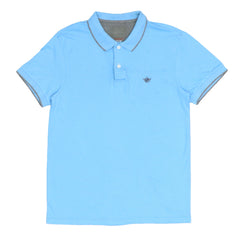 POLO MEN - LIGHT BLUE WITH GREY STRIPES ON COLLAR