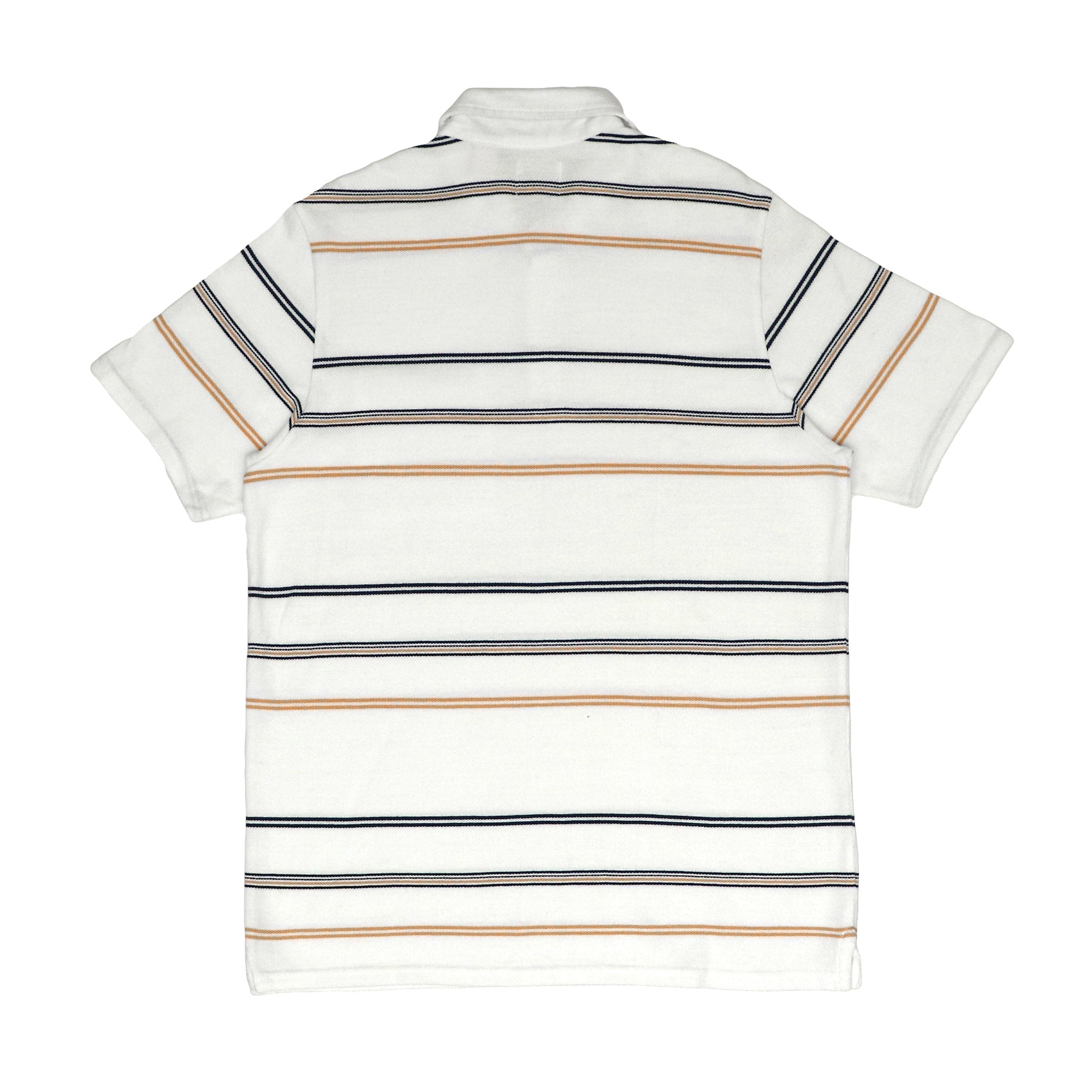 POLO (MEN) - WHITE WITH YELLOW & BLACK LINES