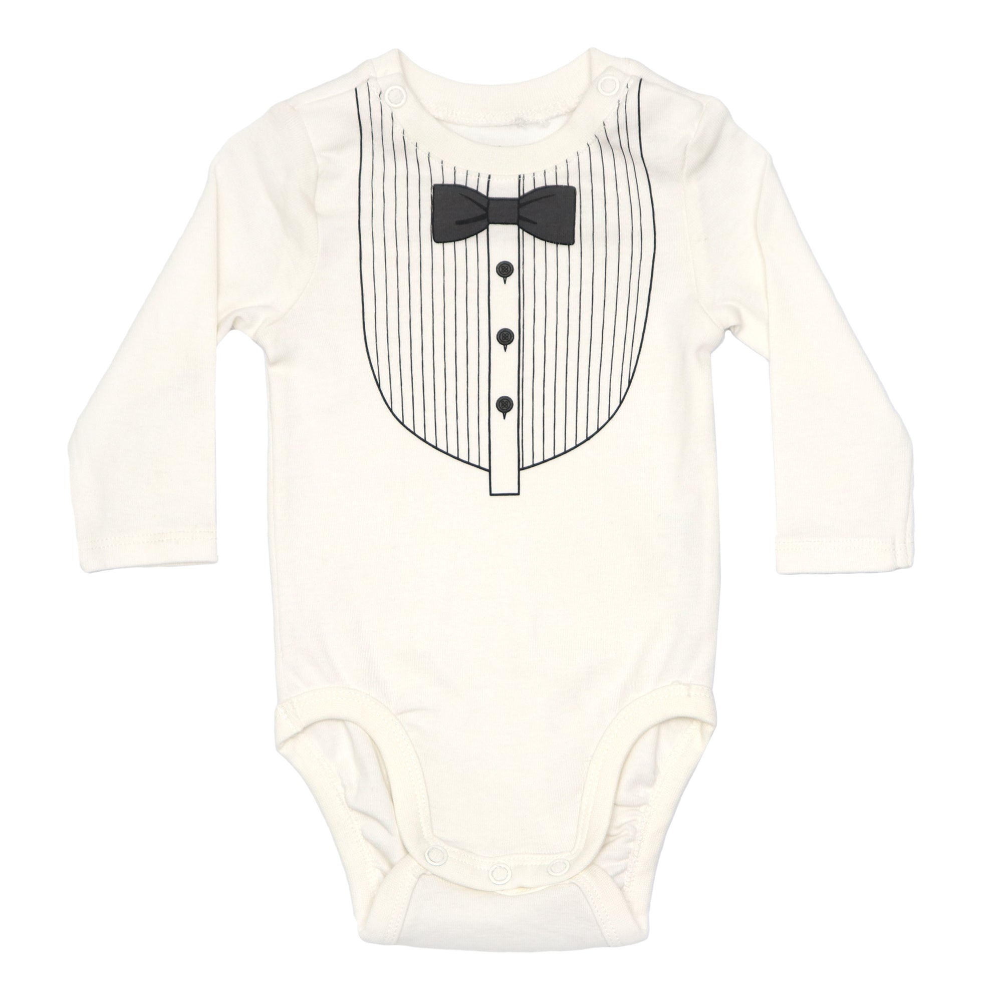 BABY ROMPER - OFF WHITE WITH BOW TIE CLIP ART