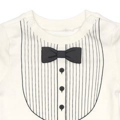 BABY ROMPER - OFF WHITE WITH BOW TIE CLIP ART