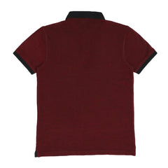 POLO (MEN) - MAROON WITH BLACK COLLAR